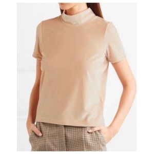 Madewell velvet beige mock neck top size XS.